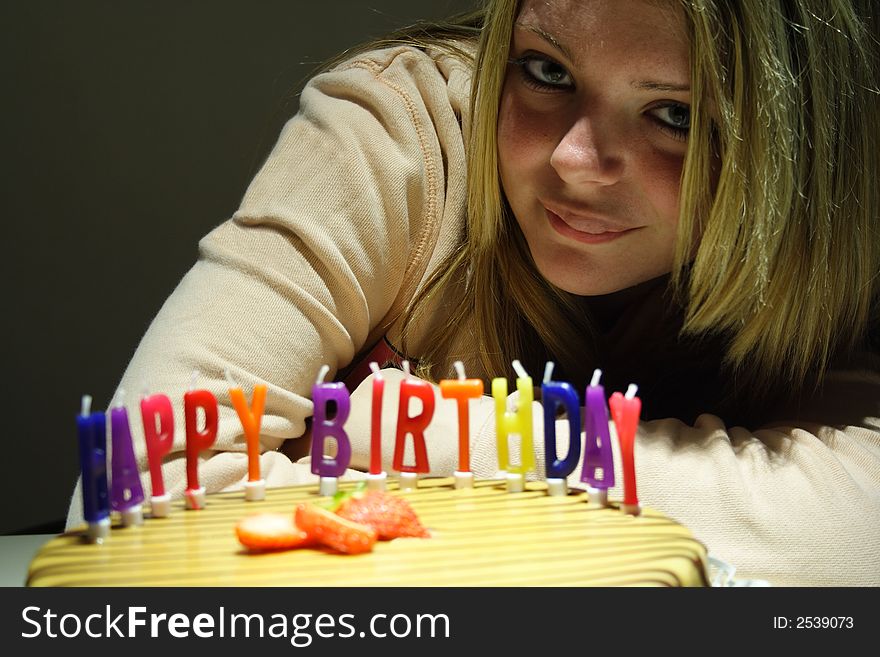 Beautiful girl with birthday cake. Beautiful girl with birthday cake