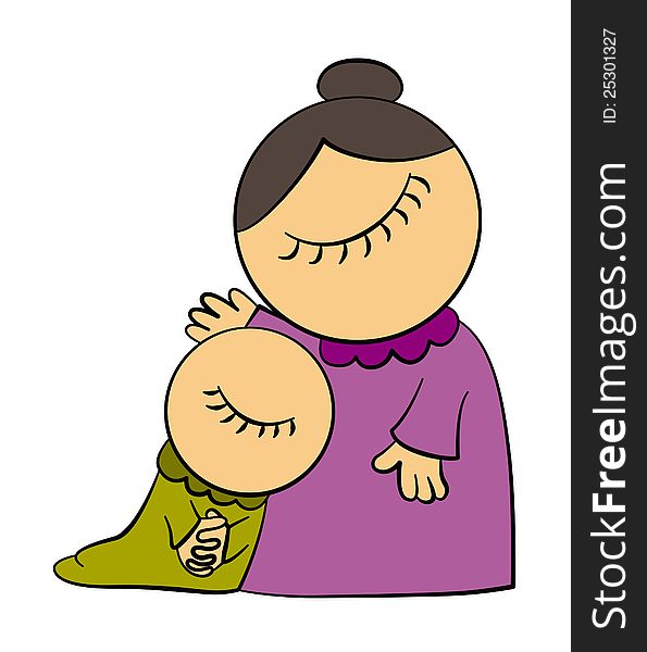 A cute and lovely illustration of a mother with her child. A cute and lovely illustration of a mother with her child