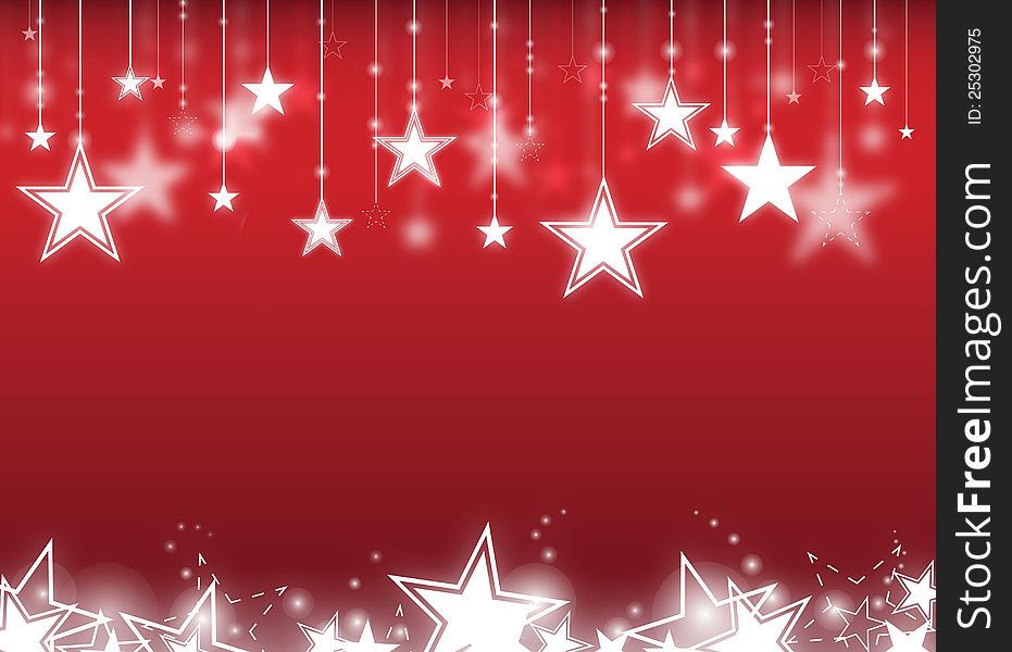 Stars hanging down with red background
