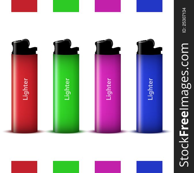 Vector colored lighters. Icon object.