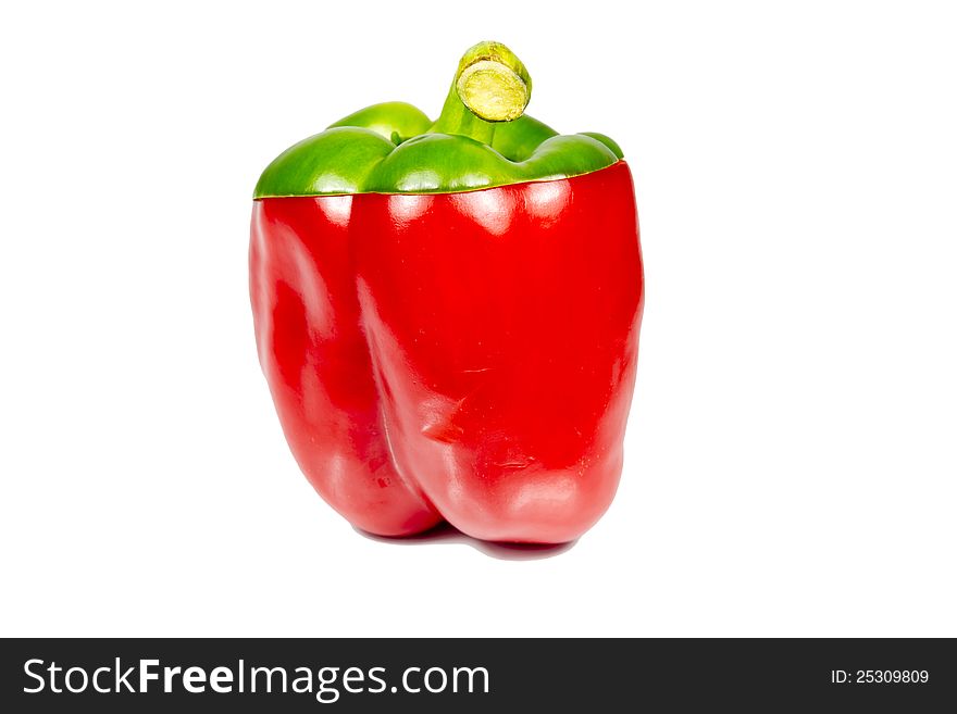 Two color pepper isolated on white background