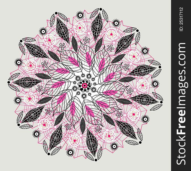 Graphical abstract floral decoration on a gray background