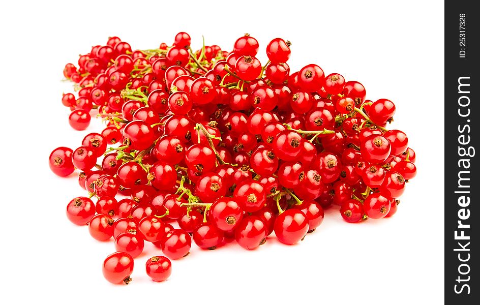 Red currant heap on white background