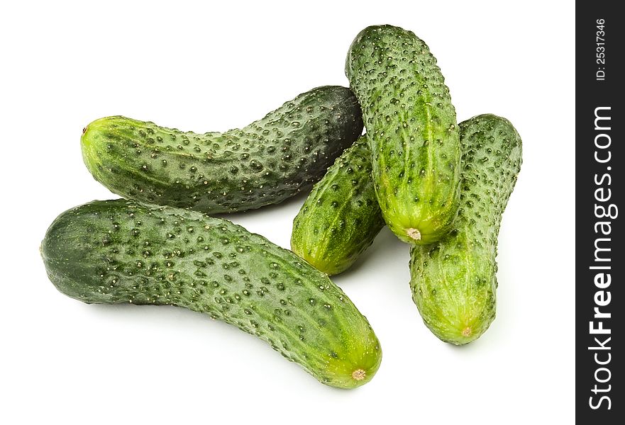 Cucumbers group on white background