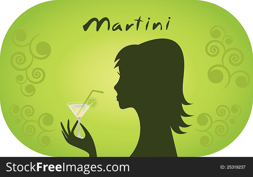 Woman with glass of martini. party