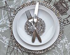 Table Place Setting With African Beaded Place Mats Stock Photo Table Place Setting With African Beaded Place Mats Stock Photo
