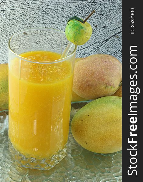 Fresh mango drink concentrate, natural, pure, refreshing,