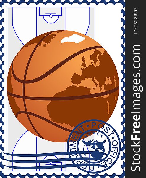 Postage stamp. Basketball