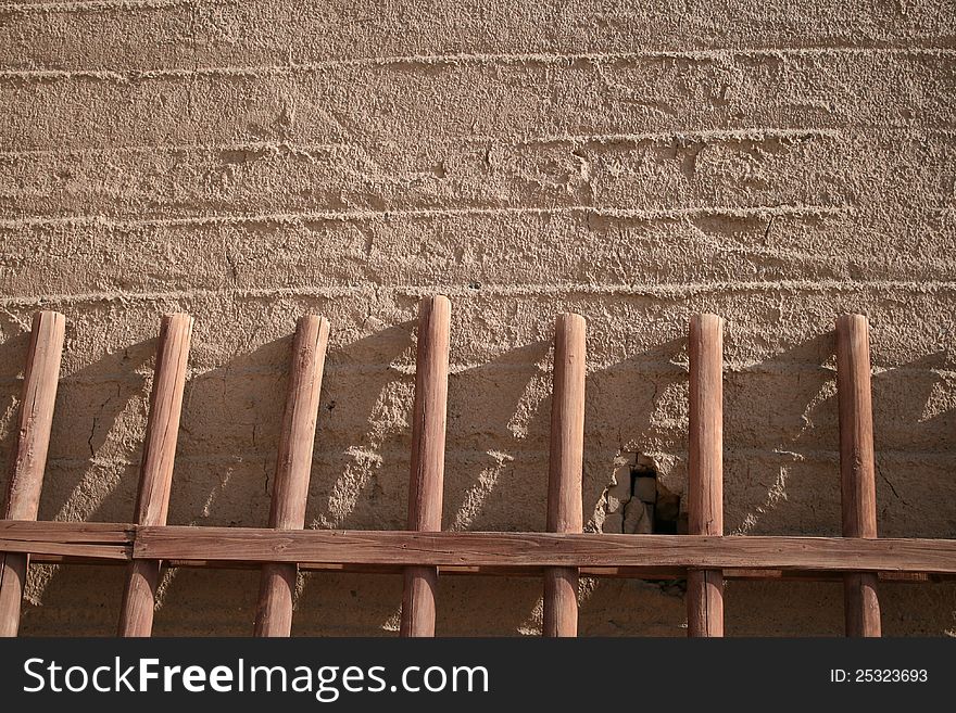 Rammed earth wall ancient village Dunhuang, China