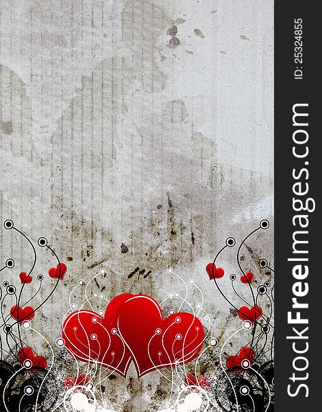 Decorative grunge heart design background. Decorative grunge heart design background