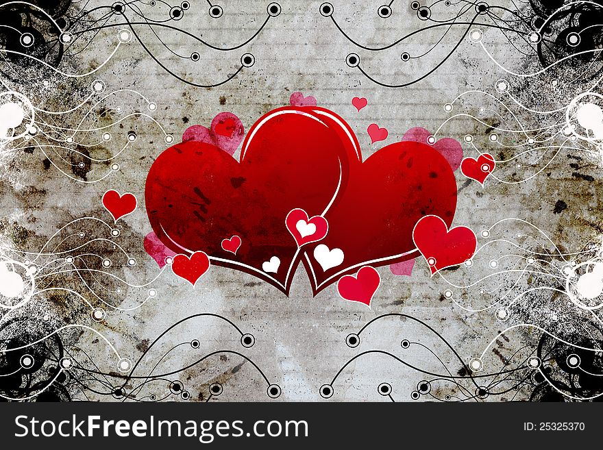 Decorative grunge heart design background. Decorative grunge heart design background