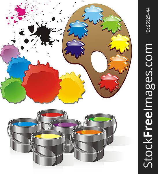 Illustration of a set of colored blots, ink and colors. Illustration of a set of colored blots, ink and colors