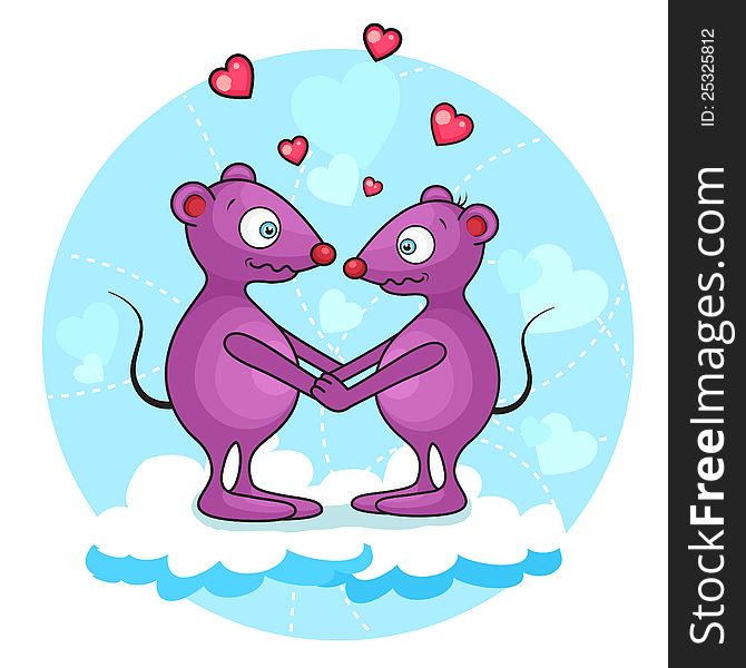 Illustration of cute valentine mouse. Separate layers.