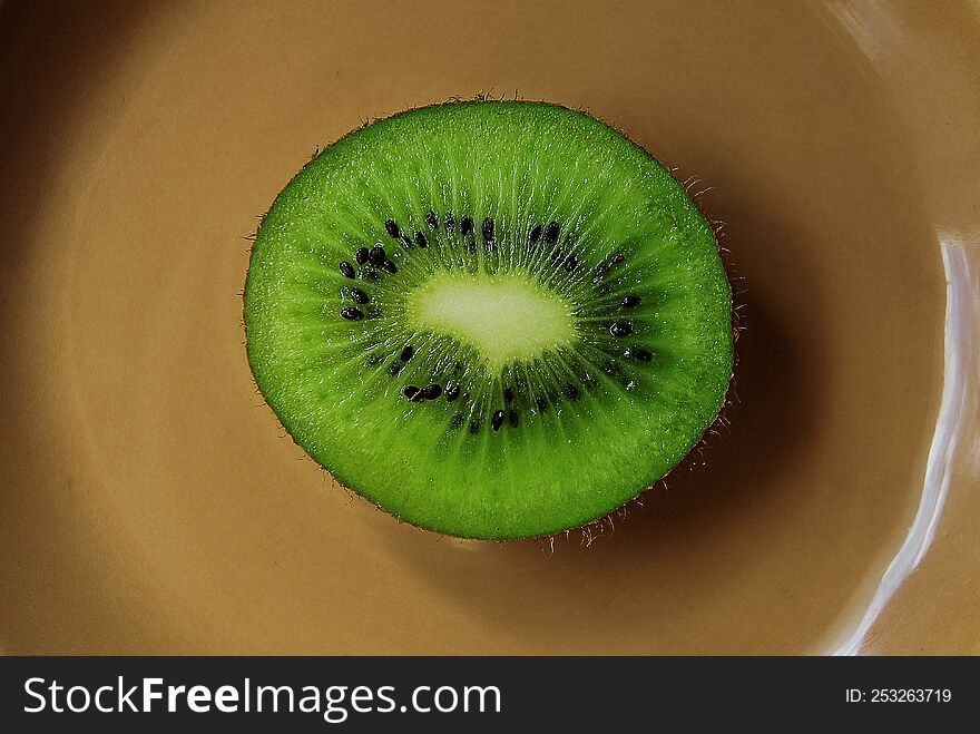 A piece of ripe kiwi.
