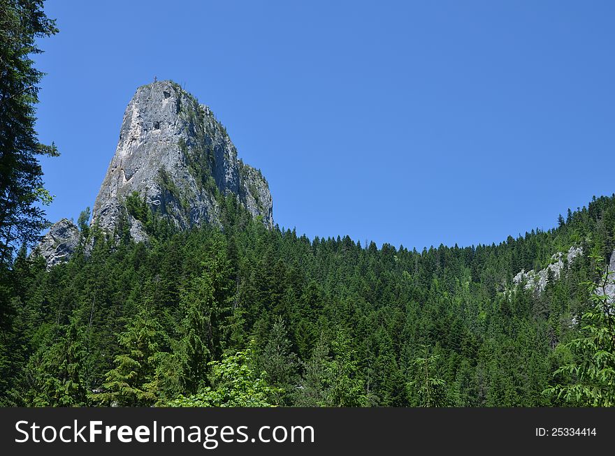 Mountain top in Bicaz gorge near Red Lake (Lacul Rosu) in Romania. Mountain top in Bicaz gorge near Red Lake (Lacul Rosu) in Romania