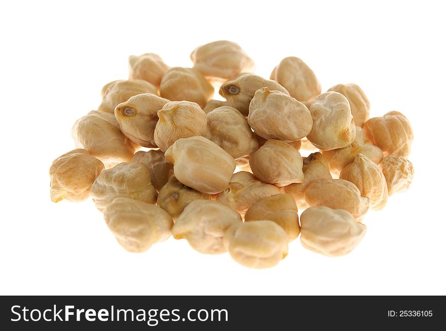 A handful of chickpeas isolated on white background