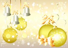 Christmas Vector Background, Silver Bells, Golden Stock Photo Christmas Vector Background, Silver Bells, Golden Stock Photo