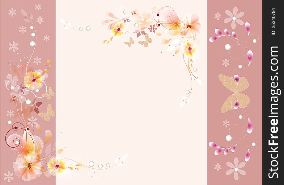 Vintage vector design. Gentle vector vintage background with floral ornament