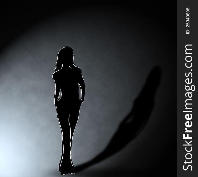 Illustration of girl silhouette in the dark room. Illustration of girl silhouette in the dark room.