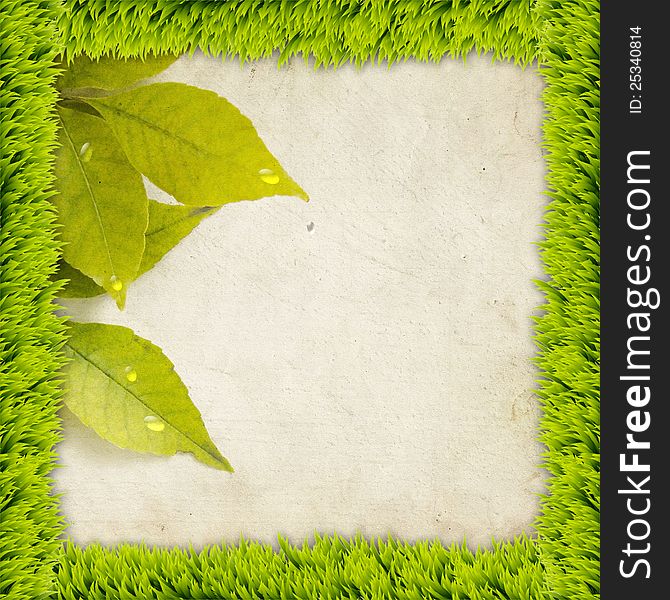 Frame from grass and grunge leaves background. Frame from grass and grunge leaves background
