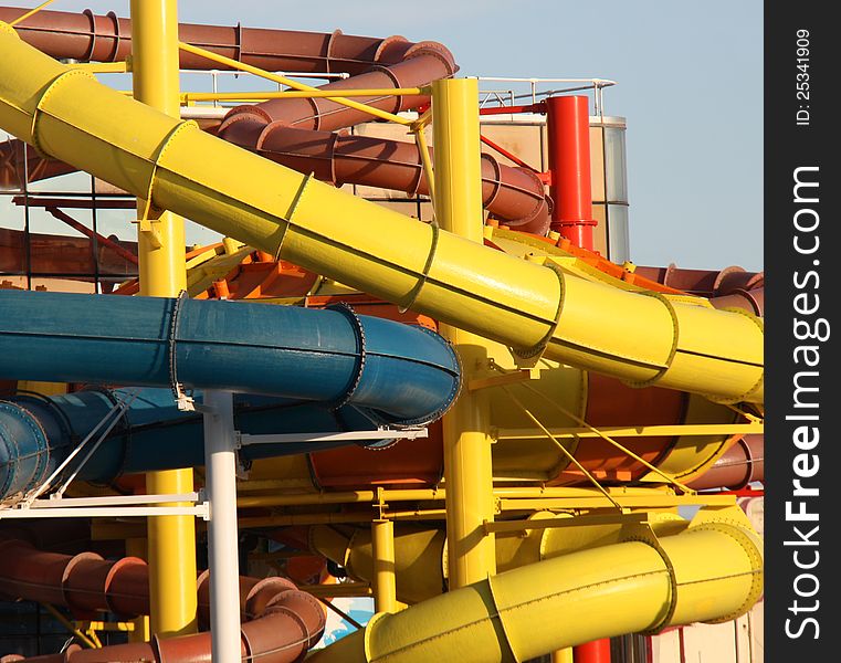The Tubes and Pipes at a Leisure Swimming Pool.