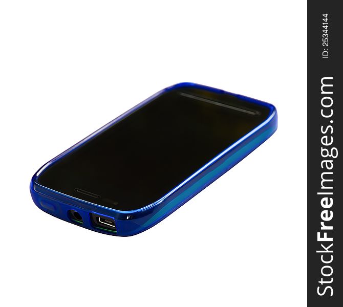 Blue smartphone with sleep mode screen