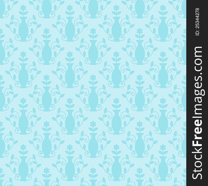 Seamless light blue damask floral pattern. Seamless light blue damask floral pattern