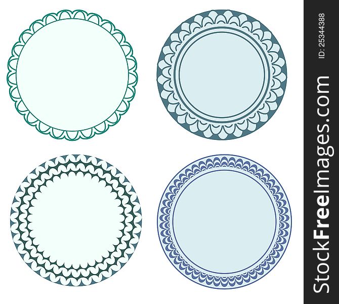 Round labels with ornamental borders. Round labels with ornamental borders