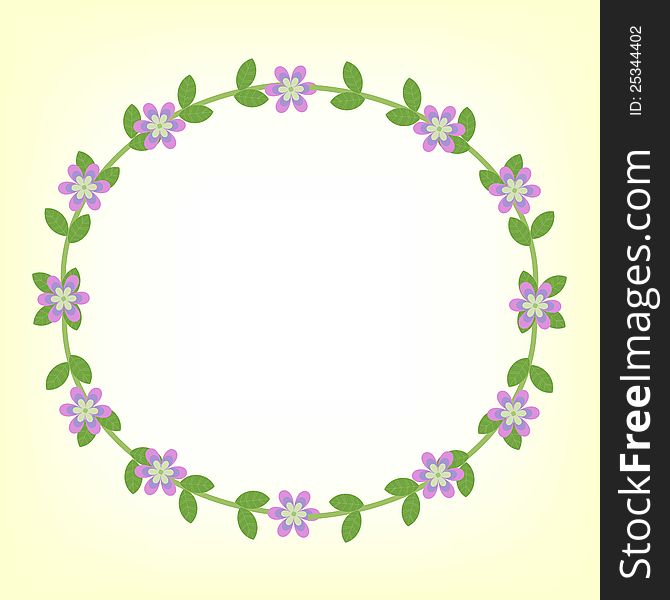 Decorative floral frame with violet flowers