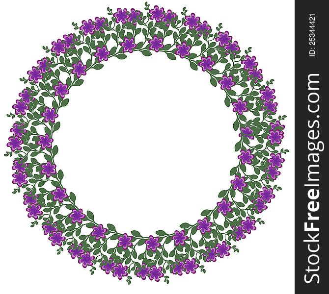 Floral wreath with purple flowers. Floral wreath with purple flowers