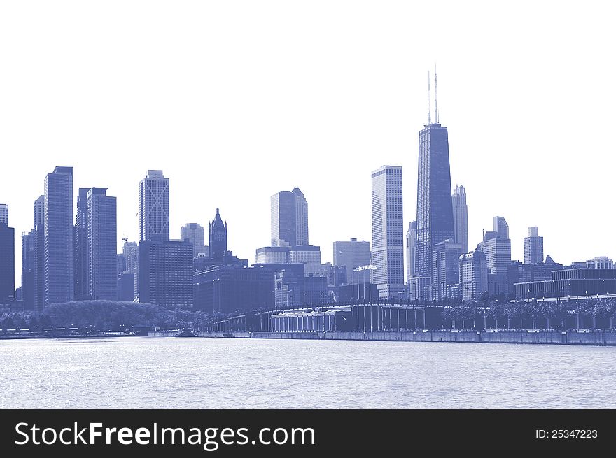 Downtown Chicago. View from the Lake Michigan