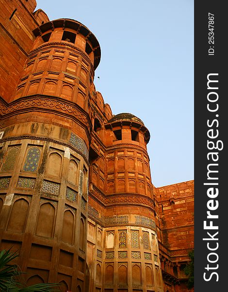 Outside Architecture of the Red Fort Agra, India