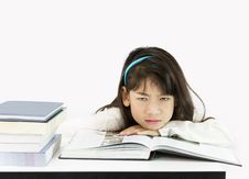 Girls Get Tired Of Studying Stock Image Girls Get Tired Of Studying Stock Image
