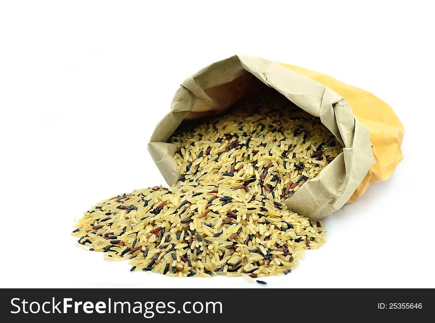 Mixed of organic rice in paper bag