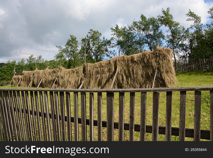 Wooden fence hay