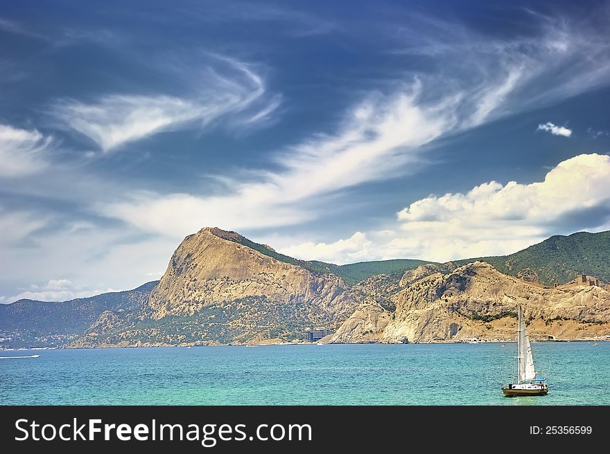 Yacht in the Sudak Bay