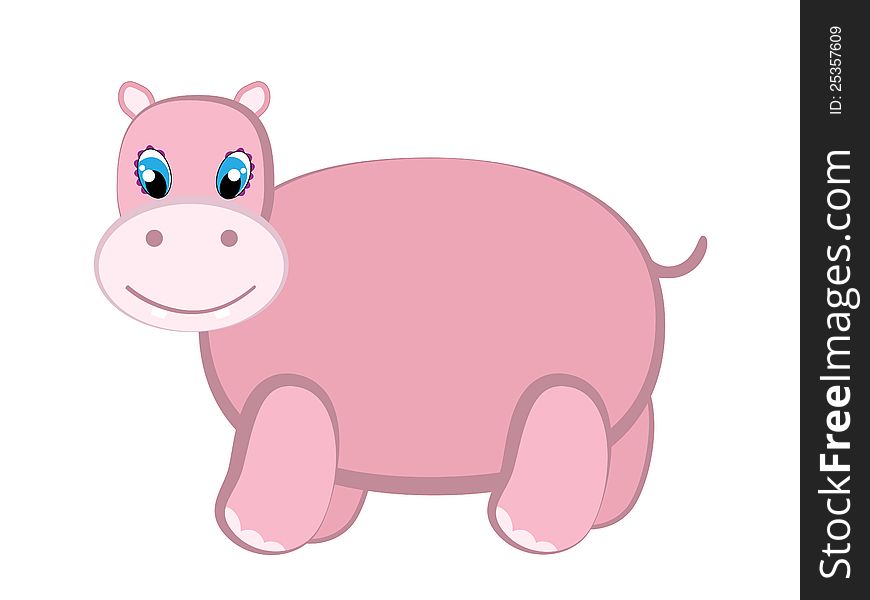 Cute pink hippo isolated on white. Cute pink hippo isolated on white