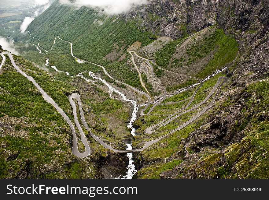 Famous Serpentine of Trollroad (Trollstigen) in Norway. Famous Serpentine of Trollroad (Trollstigen) in Norway