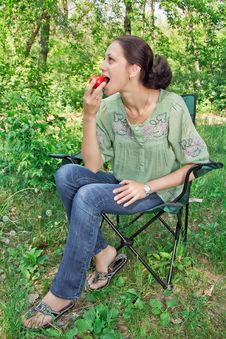 A Woman With A Tomato Stock Photography A Woman With A Tomato Stock Photography