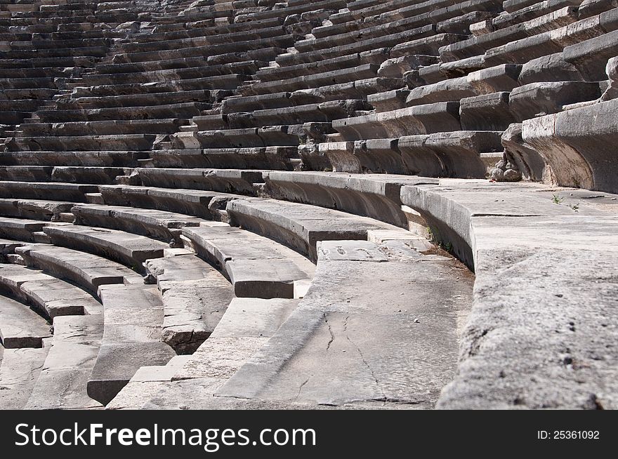 Ruins Of Ancient Theater. Seats Only Close Up