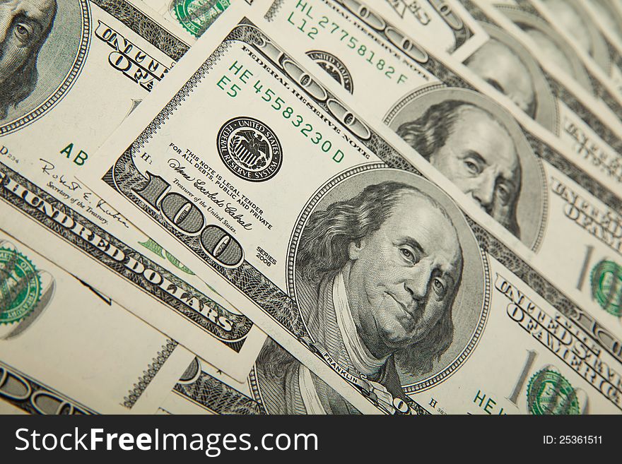 Money background dollars. banknotes american bank symbol success