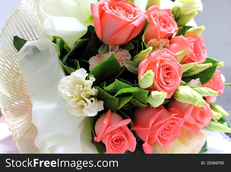 Bouquet Of Roses On White Background