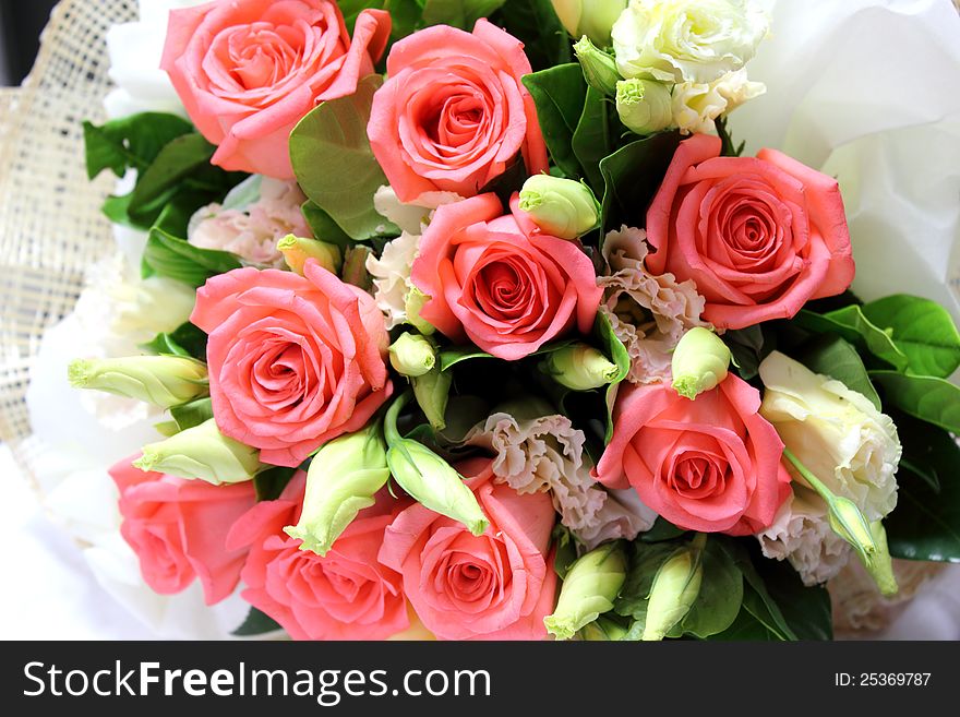 The bouquet of roses on white background