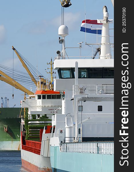 Cargo ships in the port of Aviles, Asturias, Spain