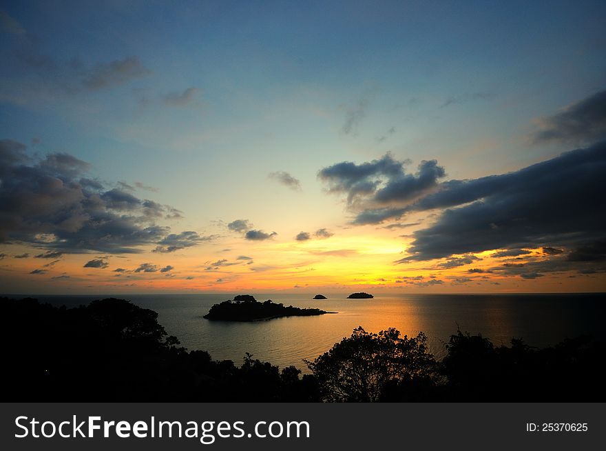 Scenic view during sunset at Koh Chang, Thailand. Scenic view during sunset at Koh Chang, Thailand