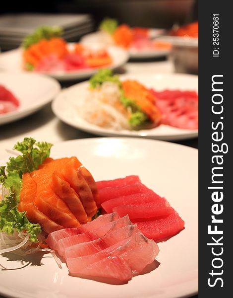 Fresh sashimi delicious raw food on plate