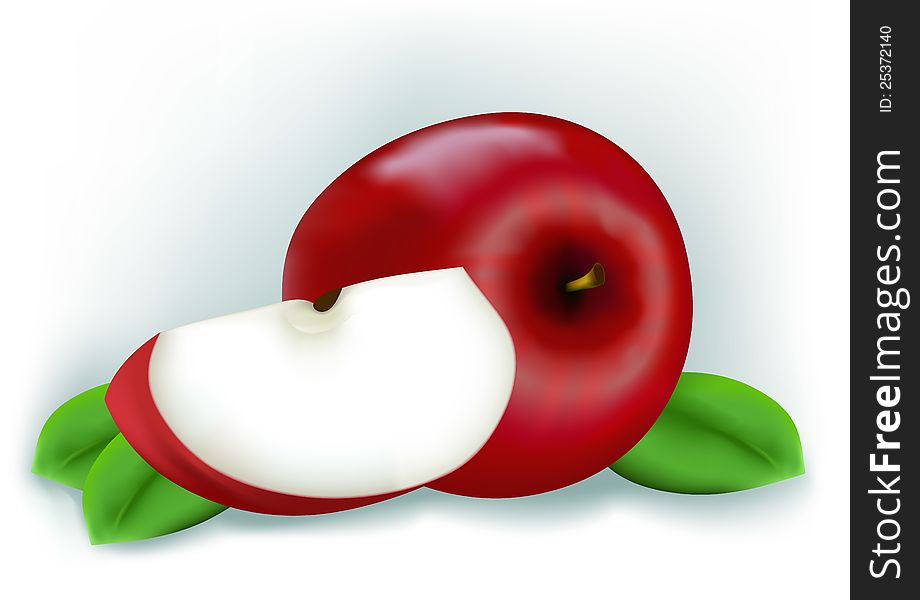 Fresh sliced apples on a white background. Vector version