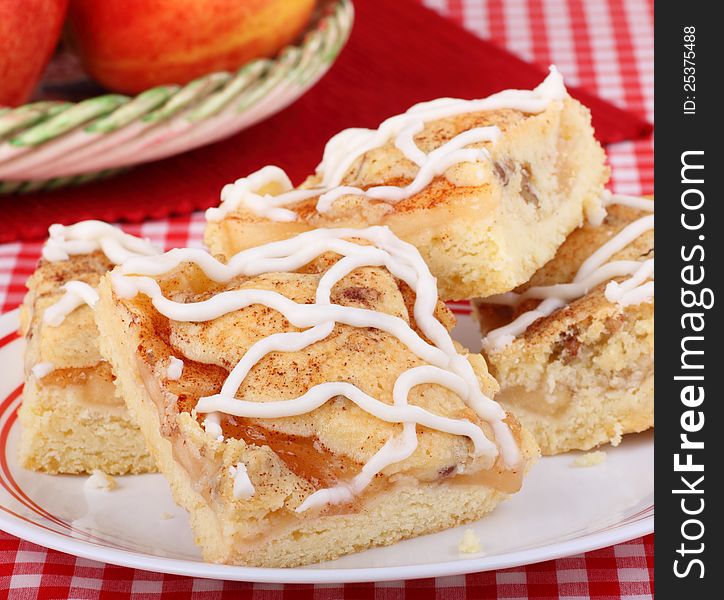 Stack of apple bars on a plate. Stack of apple bars on a plate