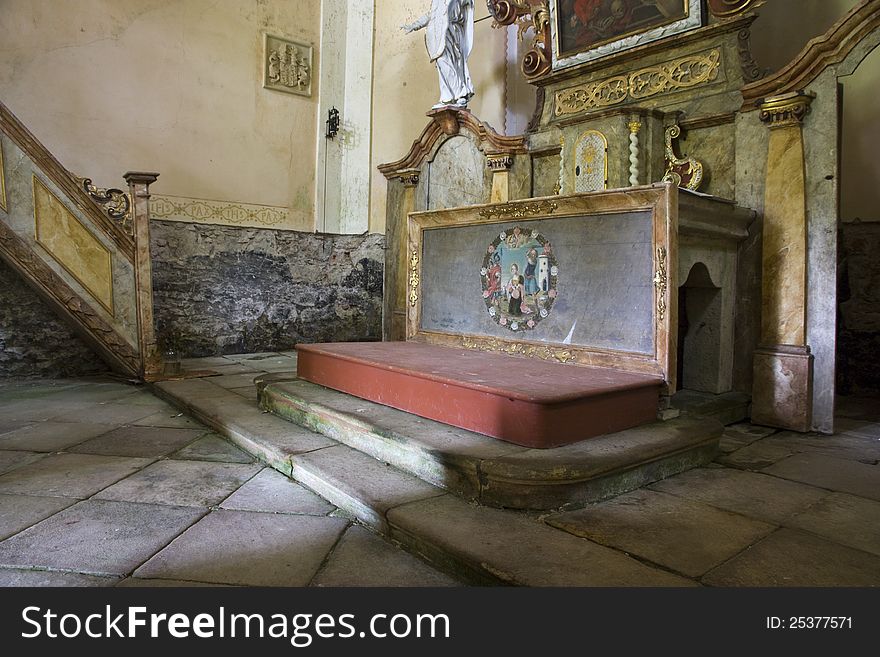 Details of the old altar inside the church