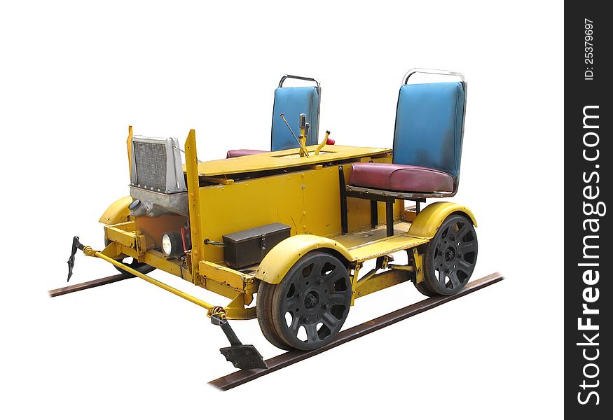 Railroad  motorized worker’s track cart isolated